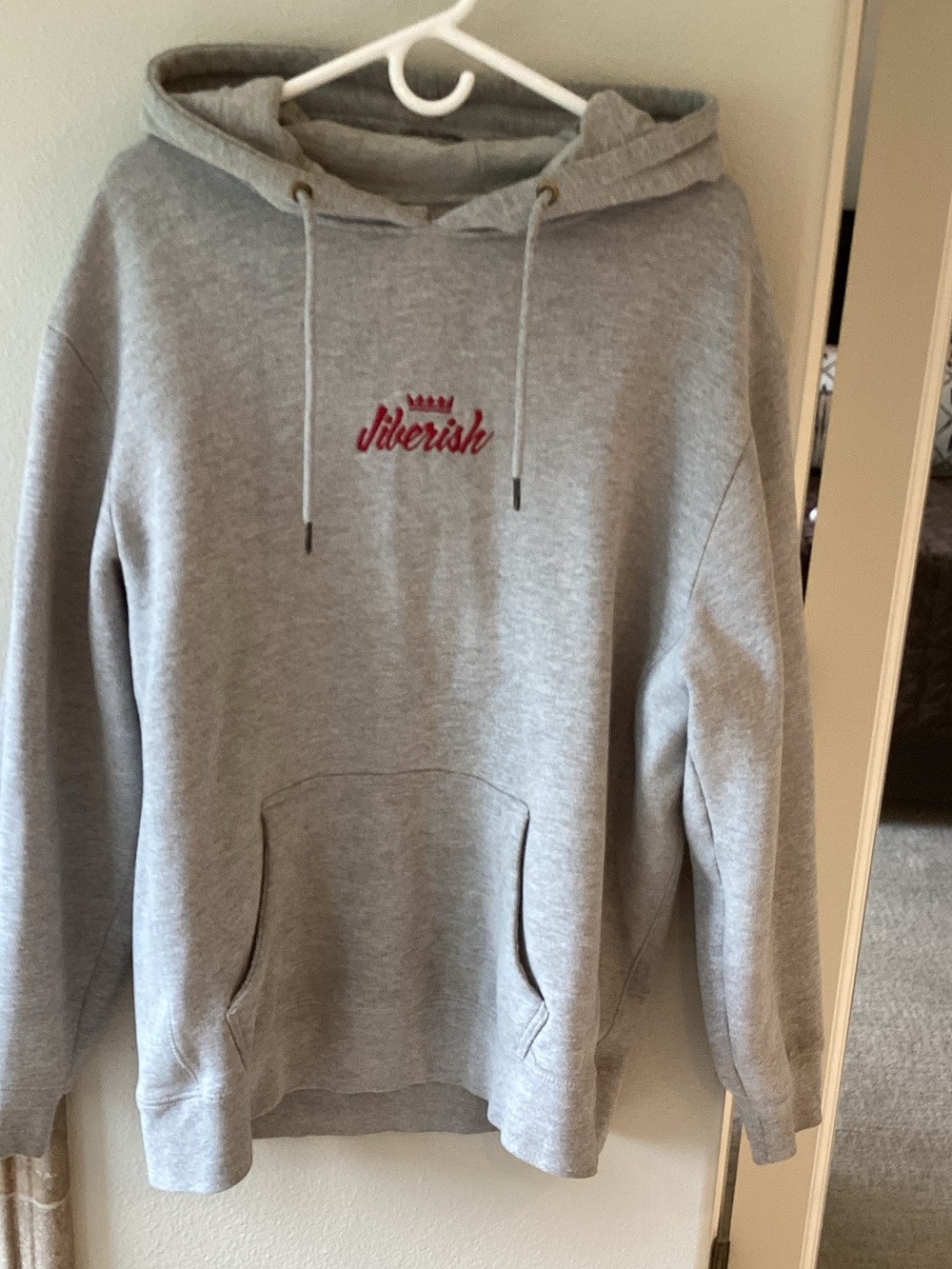 Jiberish Grey Hoodie with Red Embroidered Logo